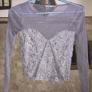 Kimchi Blue lavender sparkle crop top
